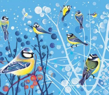 【真作】版画　シルクスクリーン　蒼の花園　幻想的ブルーの花々と蝶　Y47 ✴︎ロングセラーの「星めぐる鳥」 シルクスクリーンによるブルー系