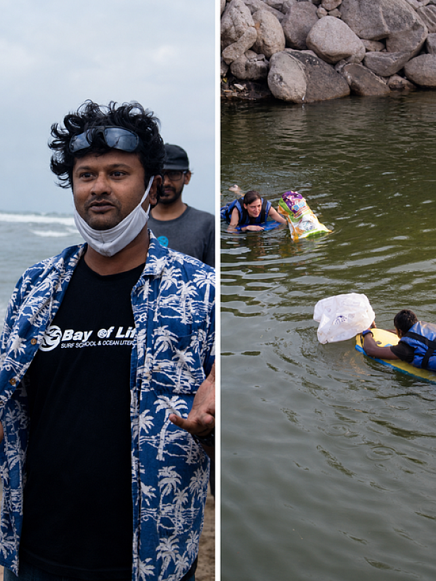 Chennai Lawyer's Surf School Got Locals to Clear 24000 Kgs of Waste Off Kovalam Beach for Free Lessons